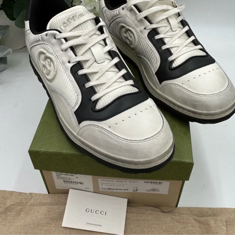 Men’s Gucci Mac 80 distressed, leather sneakers size 12 made in Italy